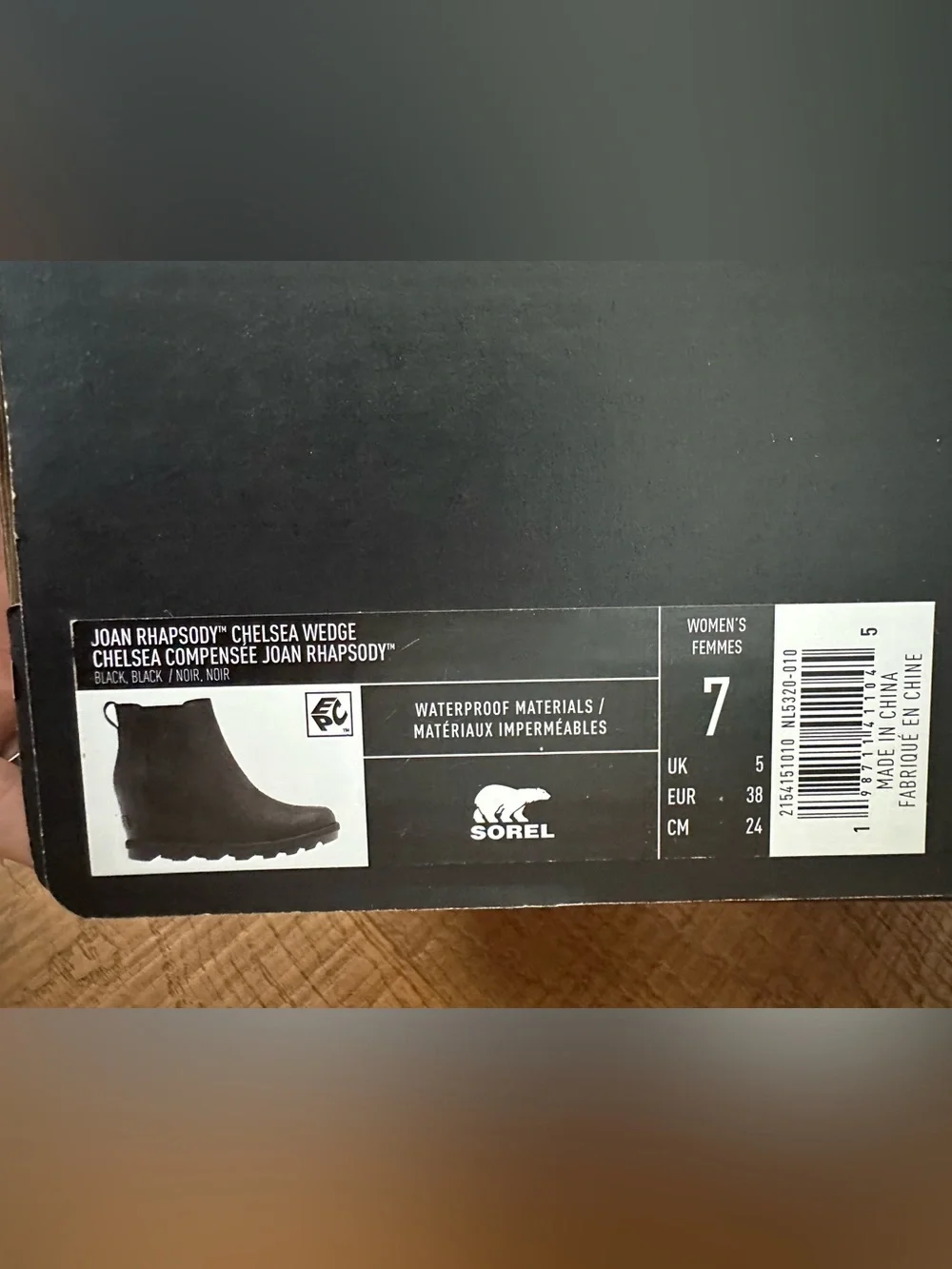 NEW Sorel Black Joan Rhapsody Chelsea Wedge Size 7